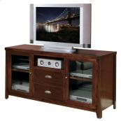 Tall Console for Flat Screen TVs in Burnt Umber Cherry